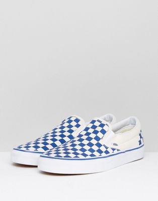 vans checkered blue and white