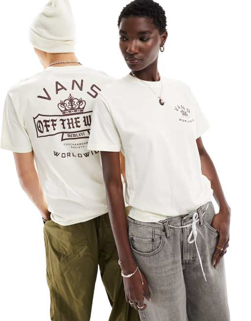 Vans Checkerboard Society T shirt Creme ASOS