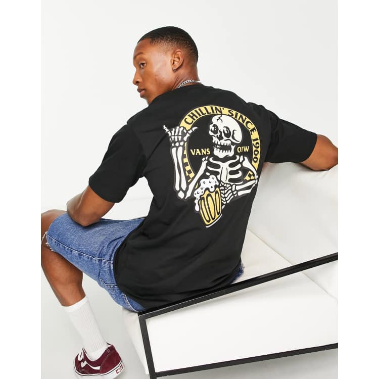 Vans chillin skull back print T-shirt in black