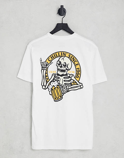 Vans - Chillin Skull - T-shirt met print op de achterkant in wit