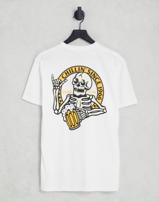 Vans - Chillin - T-shirt avec imprimé squelette au dos - Blanc