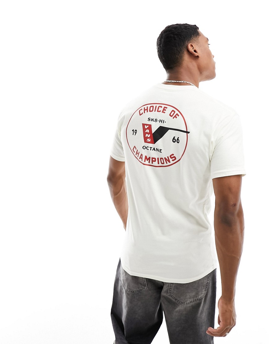 Vans choice of champions logo t-shirt with back print in off white