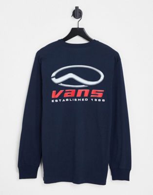 Vans chromatic logo back print long sleeve t-shirt in navy