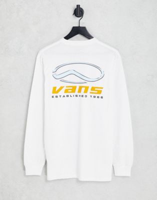 Vans chromatic logo back print long sleeve t-shirt in white
