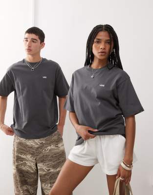 Vans – Ciemnoszary T-shirt oversize z logo na lewej piersi – Tylko w ASOS - view 1