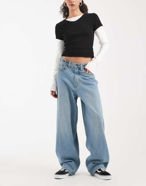 Vans Cinched check 5 baggy pants medium blue in stonewash/blue - view 1