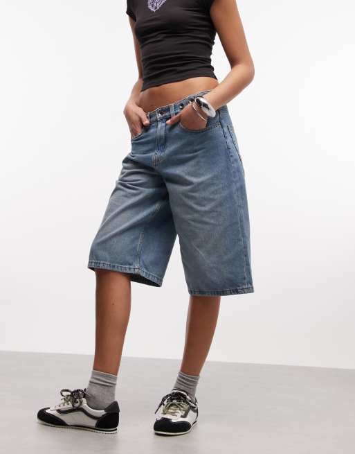 Vans - Cinched Check 5 - Pantaloncini ampi blu medio lavaggio stone wash/blu, 2 di 5