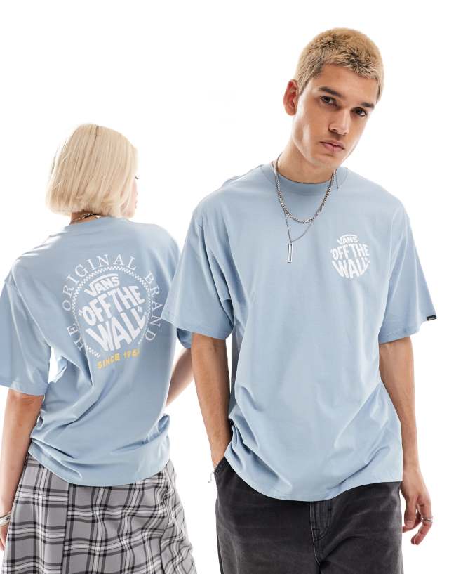 Vans - circle logo back print t-shirt in dusty blue