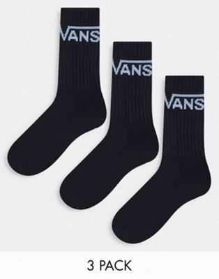 Vans Classic 3 pack socks in black/blue