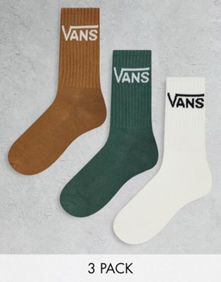 Vans classic 3 pack socks in green multi