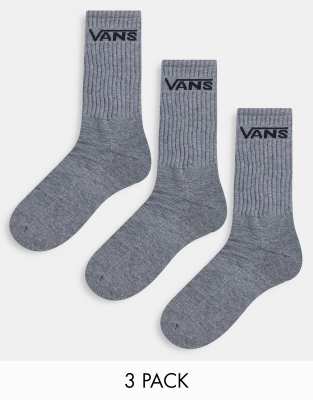 Vans Classic 3-pack socks in grey - ASOS Price Checker