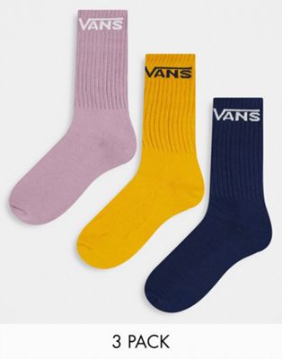 Vans Classic 3 pack socks in pink/yellow/navy