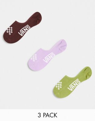 Vans Classic Assorted 3 pack socks in brown, lilac and green-Black