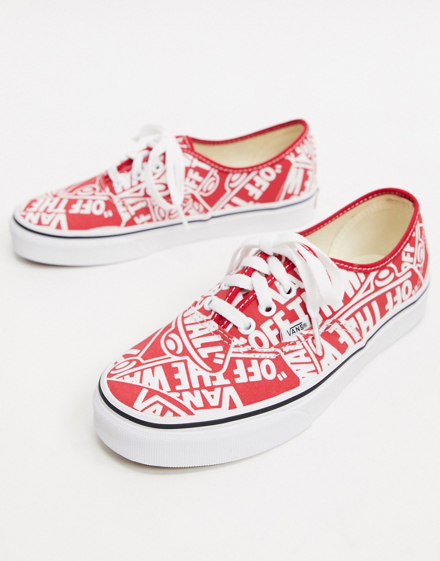 Vans classic authentic all over print trainers-Red