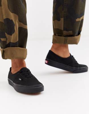 vans authentic all black on feet