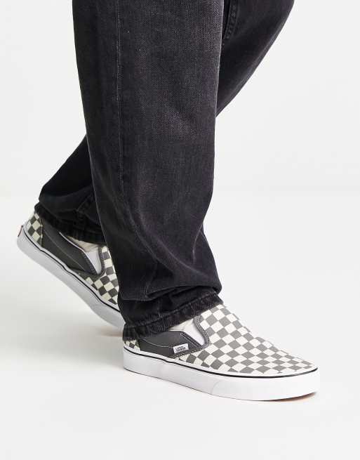 Vans slip on damier gris sale