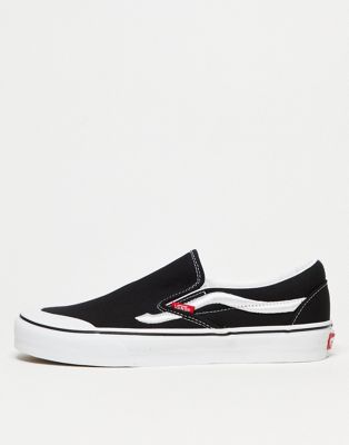 Vans Classic Slip On trainers in black with white side stripe - ASOS Price Checker