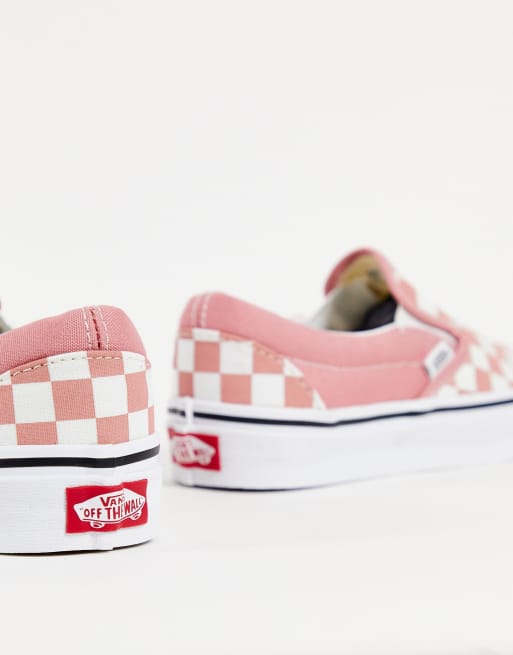 Vans Classic Baskets enfiler avec motif damier Rose ASOS