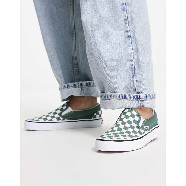 Vans Classic Baskets enfiler avec motif damier Vert ASOS