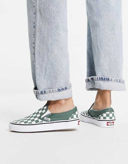 Vans Classic Baskets enfiler avec motif damier Vert ASOS