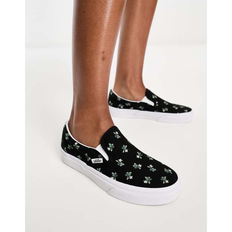 Vans Classic Baskets enfiler Noir fleuri ASOS