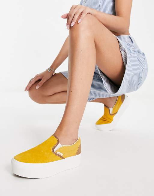 Vans Classic Baskets en daim enfiler avec plateforme Jaune