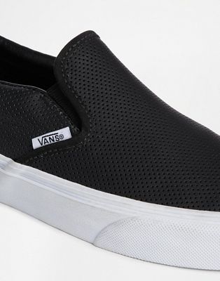 vans classic slip on shoes black perforated leather