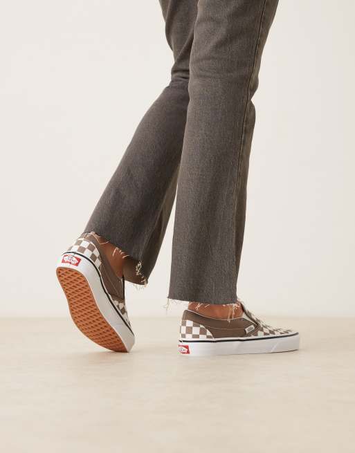 Vans Classic – Brungrå och vita, schackrutiga sneakers i slip on-modell, 5 av 5