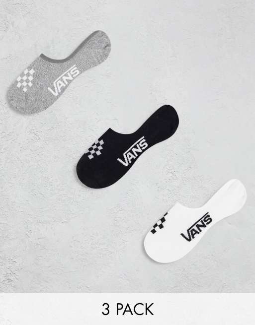 Vans classic canoodle 3 pack socks in black white and gray | ASOS