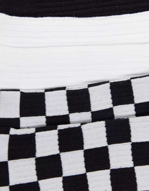 Vans Classic checkerboard 3 pack socks in black and white, 3 of 4
