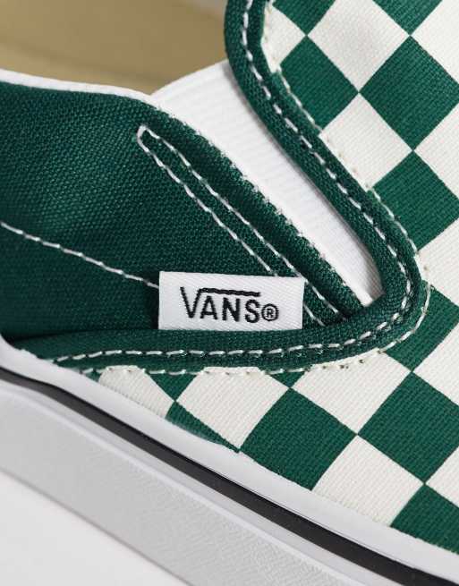 Vans Classic checkerboard slip on sneakers in dark green, 2 of 5