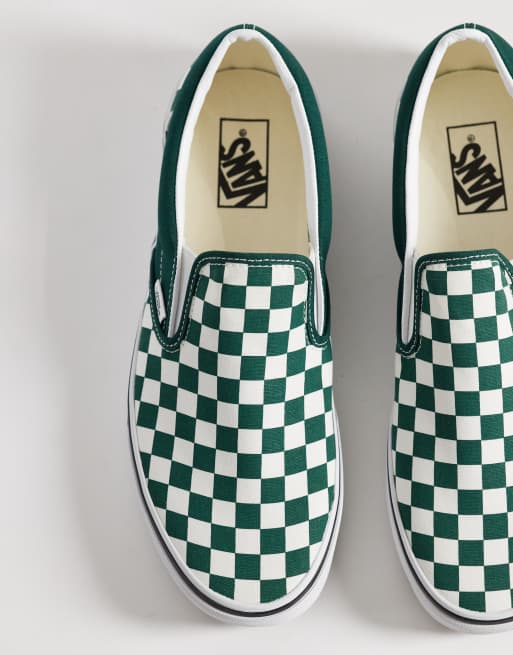 Vans Classic checkerboard slip on sneakers in dark green, 3 of 5