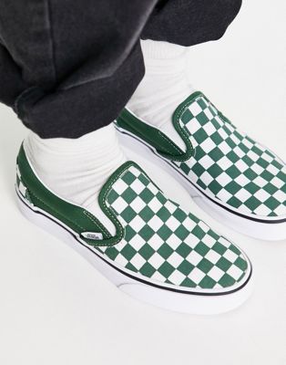 Vans classic checkerboard slip on trainers in green