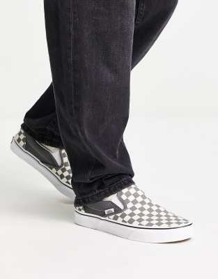 Vans classic checkerboard slip on trainers in grey