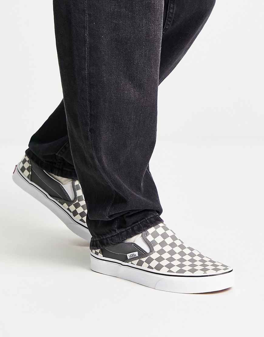 Vans classic checkerboard slip on trainers in grey