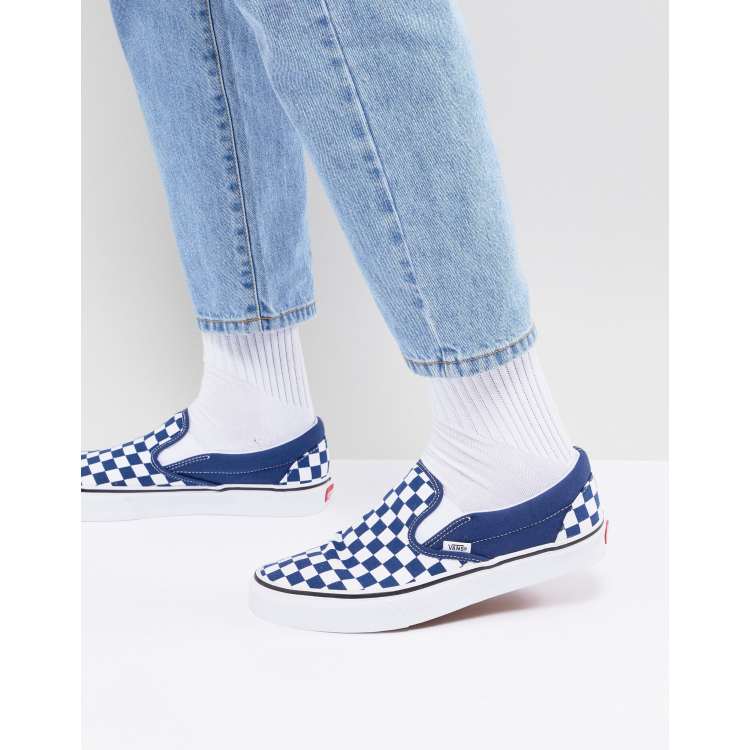 Blue vans with sales checkerboard rim