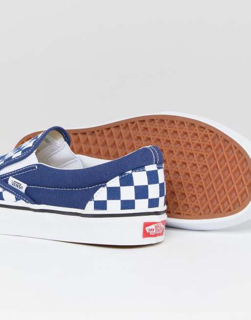 Slip on blue checkerboard on sale vans