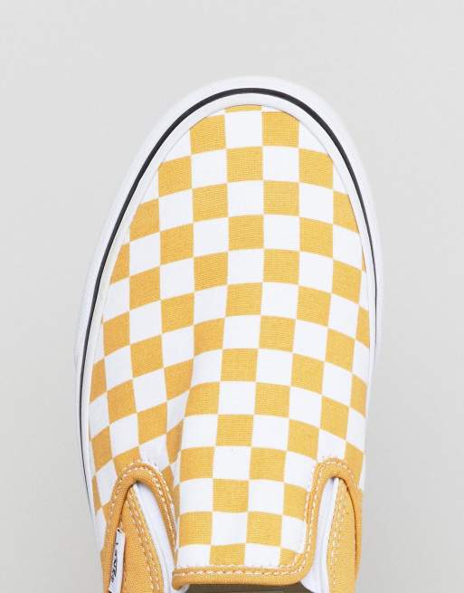 Checkered vans store with yellow stripe