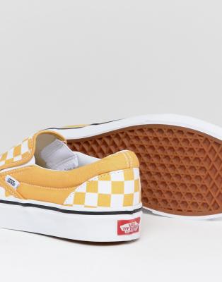 vans slip on checkerboard geel