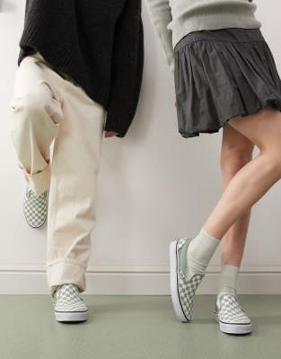 Vans Classic - Colour Theory - Baskets à enfiler avec motif damier - Vert clair
