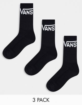 Vans classic crew 3 pack socks in black
