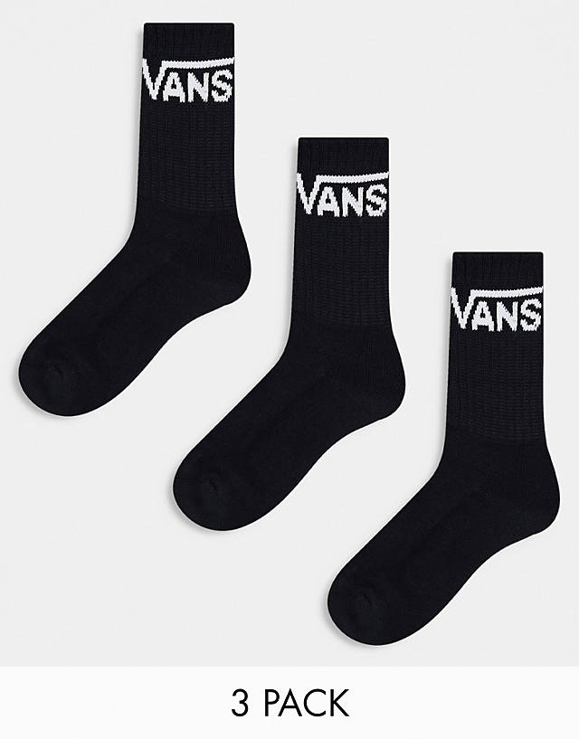 Vans - classic crew 3 pack socks in black