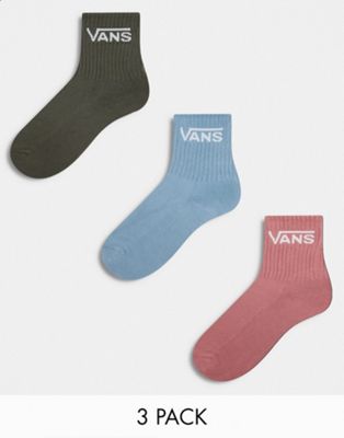 Vans classic crew 3 pack socks in green, pink and blue