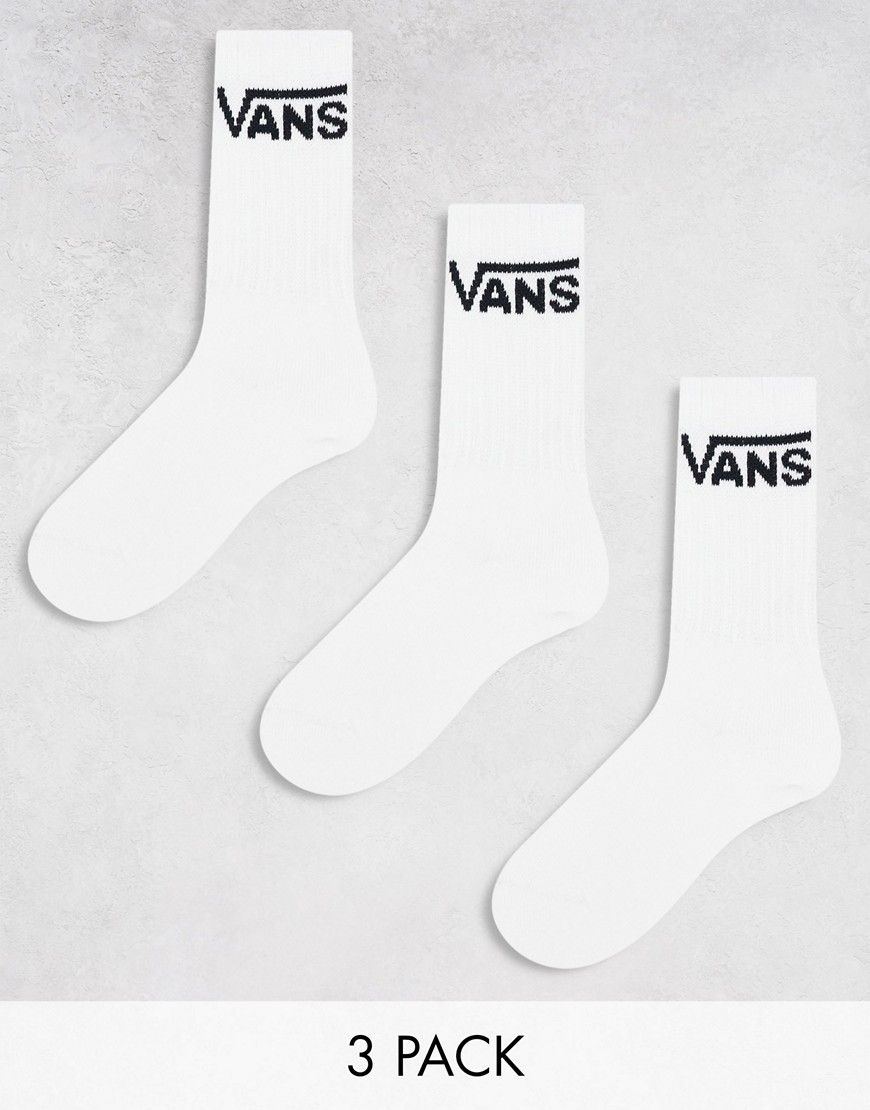 Vans classic crew 3 pack socks in white