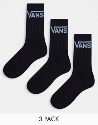 Vans Classic crew 3PK socks in black/blue