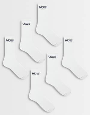 Vans Classic Crew 6pck socks in white