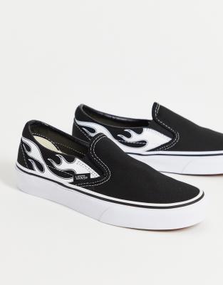 vans slip on flame black