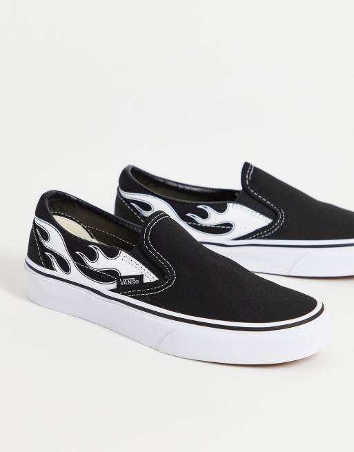 Vans Classic Flame slip-on in black/white ASOS