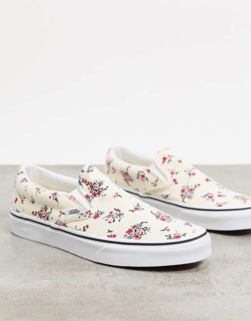 White slip on 2025 vans with flowers