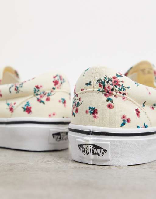 Vans classic slip-on outlet red floral satin trainers